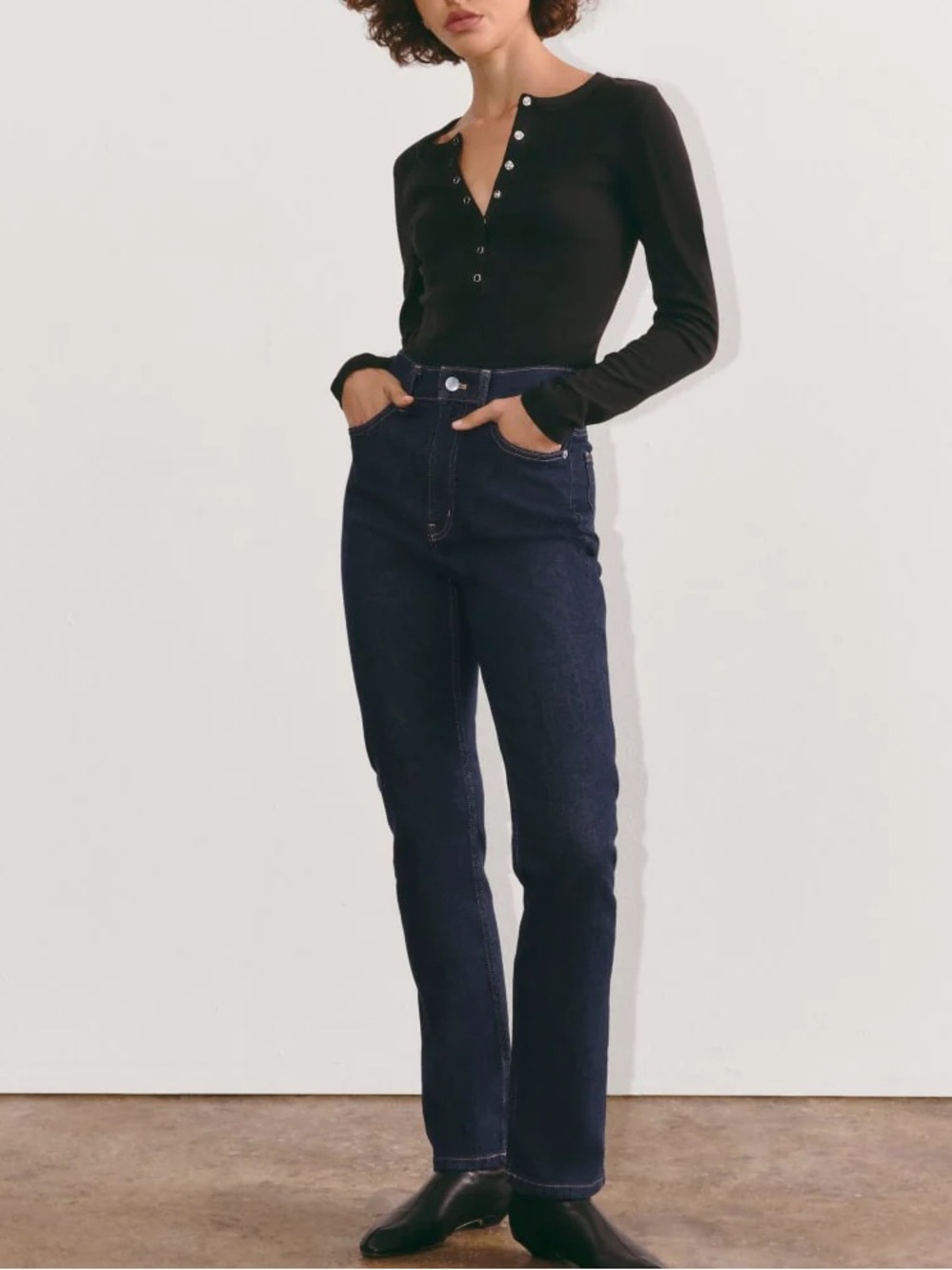 Everlane High Rise Ankle Straight Jeans – Dark Wash (27)